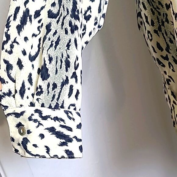 Style Exchange Longsleeve Buttondown Blouse,Beige Black,Gray Animal Print, Large - Picture 4 of 9